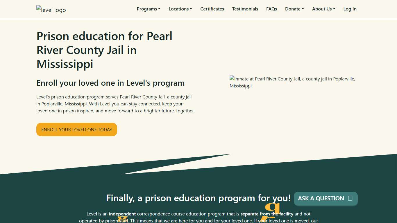 Prison Education For Pearl River County Jail - Level