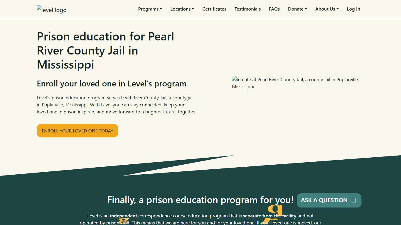Prison Education For Pearl River County Jail - Level