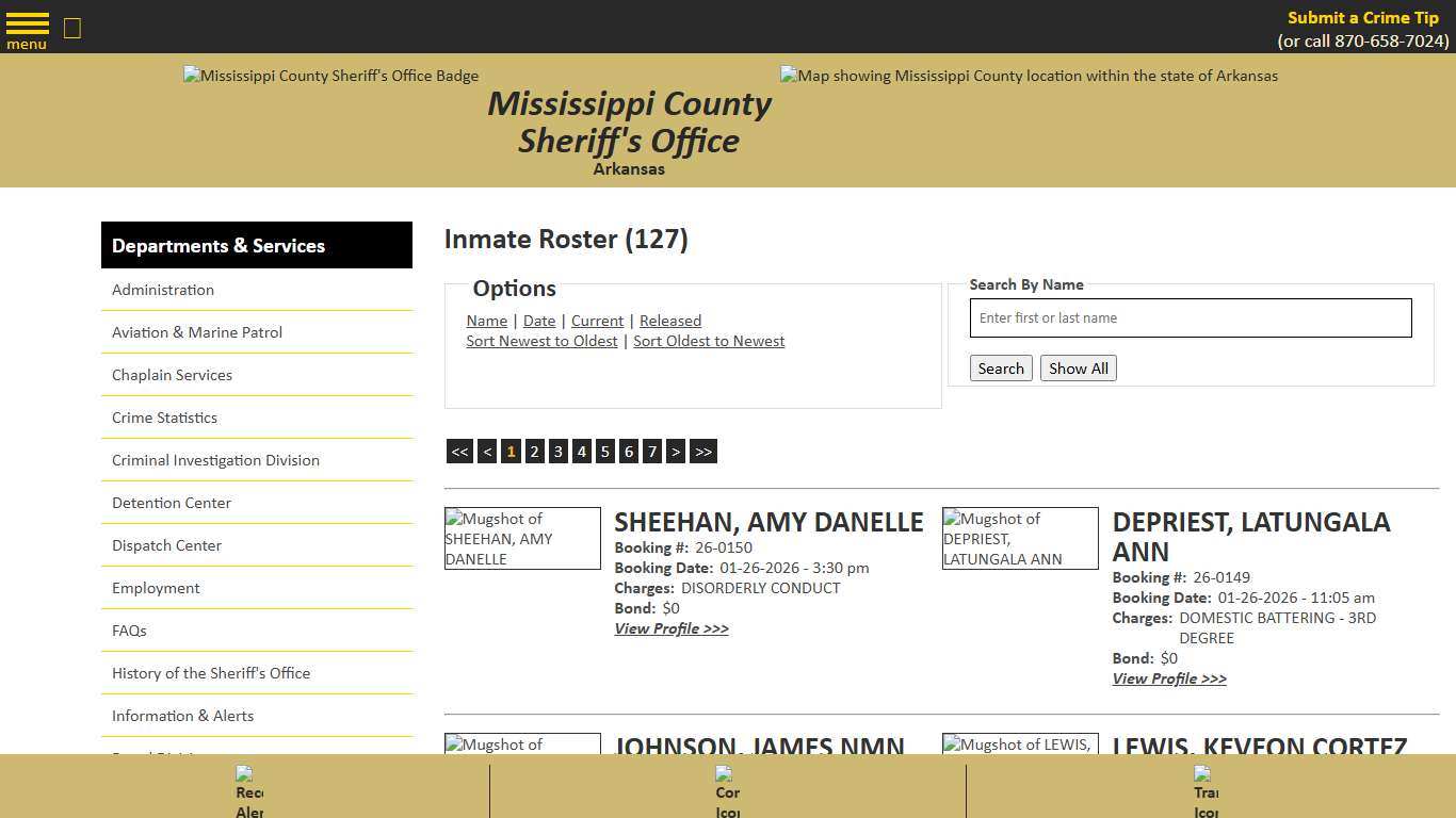 Inmate Roster - Current Inmates Booking Date Descending - Mississippi County AR Sheriff
