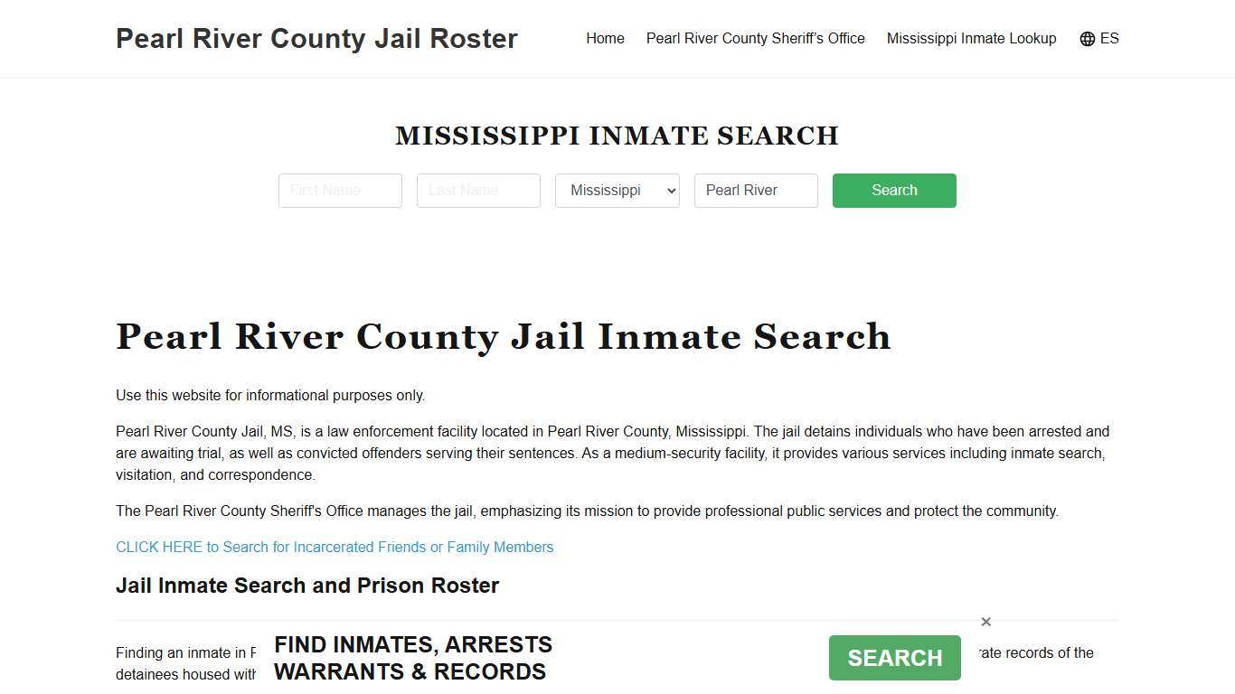 Pearl River County Jail Roster Lookup, MS, Inmate Search